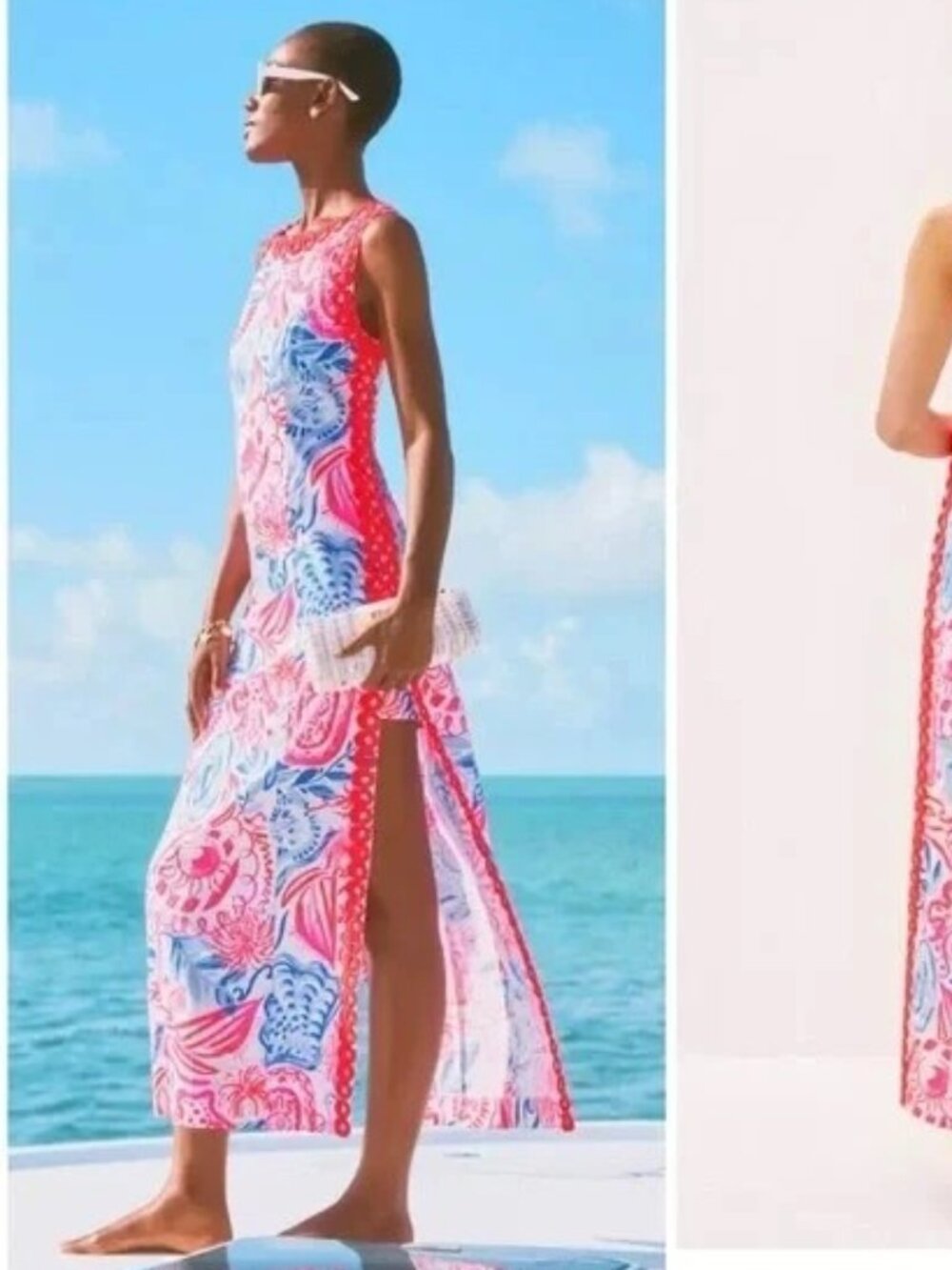 Lilly Pulitzer NWT Sadie Maxi Romper Sun Sea Sand Size 6. Slits on Sides STUNNER
